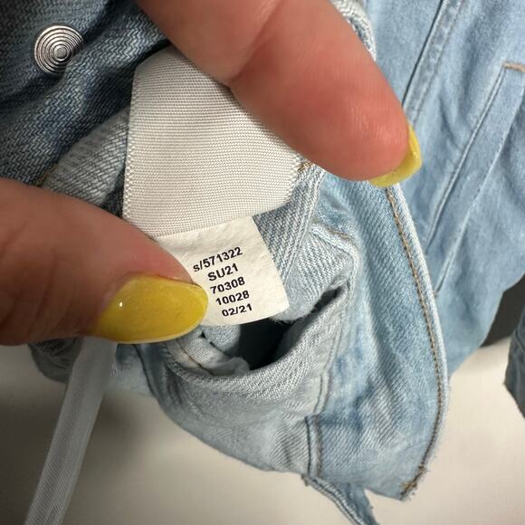 Loft Women's Cotton Light Wash Oversized‎ Baggy Boyfriend Denim Jacket Size XXS - Picture 3 of 7